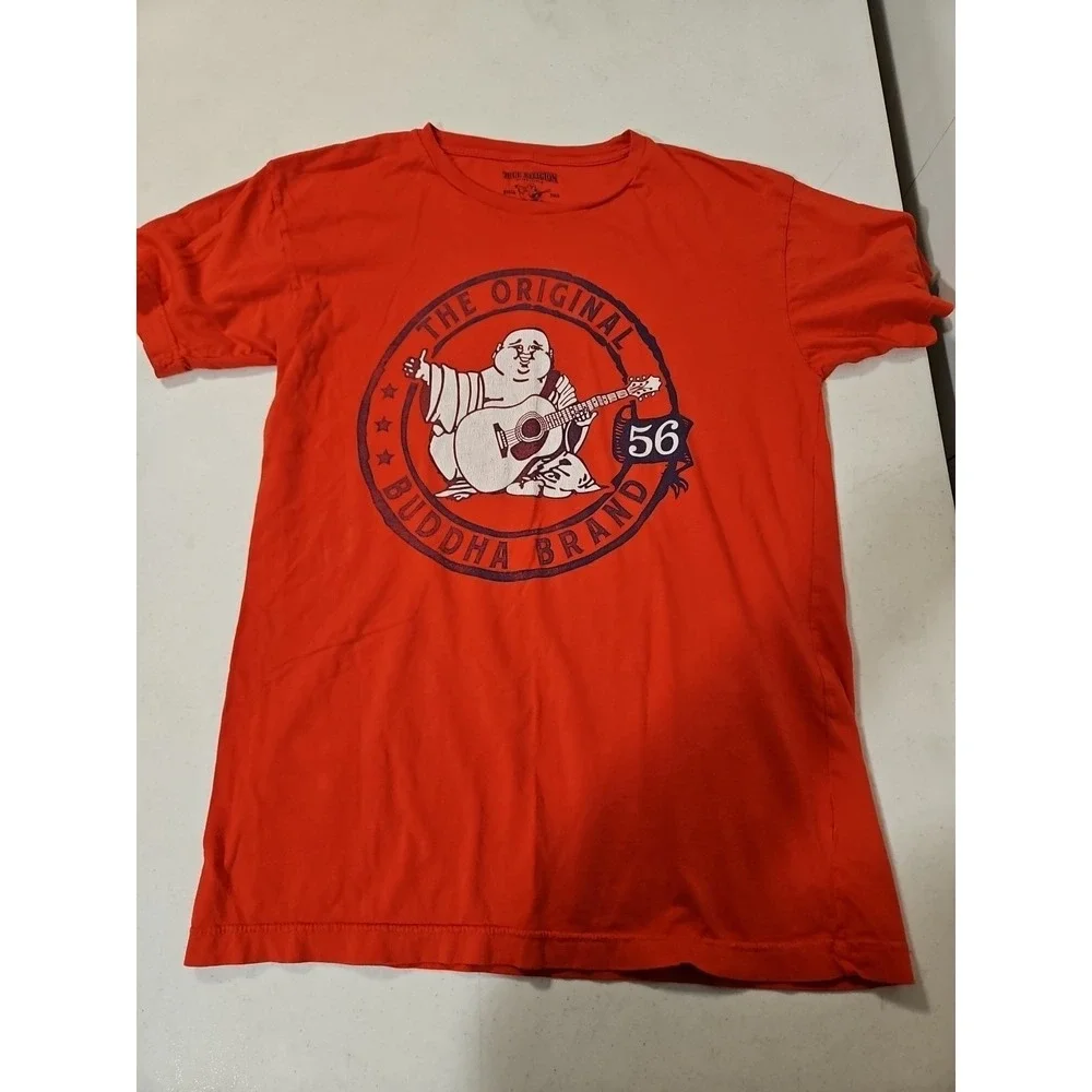 True Religion Short Sleeve T-Shirt Buddha Logo Graphic Red Men's Size M (1511
